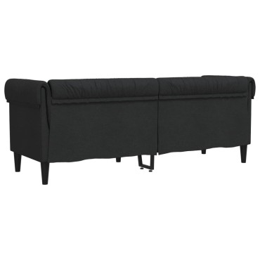 vidaXL Καναπές Τριθέσιος Chesterfield Μαύρος Υφασμάτινος 201,5x74,5x74,5cm 1 τεμ.