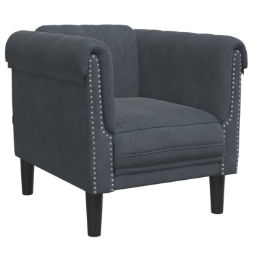 vidaXL Πολυθρόνα Σκούρο Γκρι Βελούδινη 80x77x74cm 1 τεμ. Γωνιακός