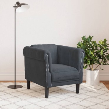 vidaXL Πολυθρόνα Σκούρο Γκρι Βελούδινη 80x77x74cm 1 τεμ. Γωνιακός