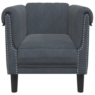 vidaXL Πολυθρόνα Σκούρο Γκρι Βελούδινη 80x77x74cm 1 τεμ. Γωνιακός
