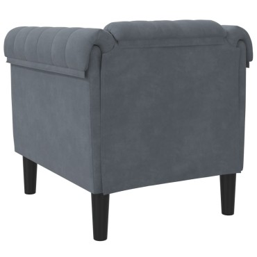 vidaXL Πολυθρόνα Σκούρο Γκρι Βελούδινη 80x77x74cm 1 τεμ. Γωνιακός