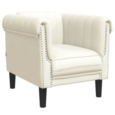 vidaXL Πολυθρόνα Κρεμ Βελούδινη 80x77x74cm 1 τεμ. Γωνιακός