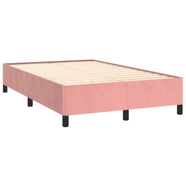 vidaXL Κρεβάτι Boxspring με Στρώμα & LED Ροζ 120x190 εκ. Βελούδινο