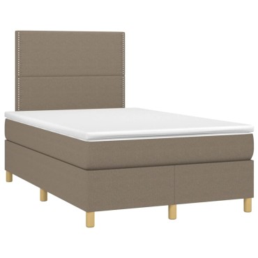 vidaXL Κρεβάτι Boxspring με Στρώμα & LED Taupe 120x190 εκ. Υφασμάτινο