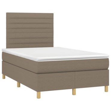 vidaXL Κρεβάτι Boxspring με Στρώμα & LED Taupe 120x190 εκ. Υφασμάτινο