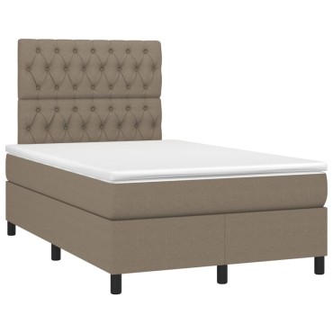 vidaXL Κρεβάτι Boxspring με Στρώμα & LED Taupe 120x190 εκ. Υφασμάτινο