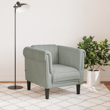 vidaXL Πολυθρόνα Ανοιχτό Γκρι Βελούδινη 80x77x74cm 1 τεμ. Γωνιακός