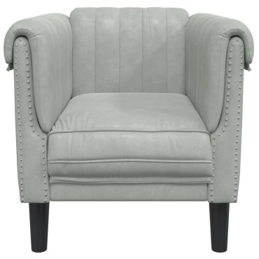 vidaXL Πολυθρόνα Ανοιχτό Γκρι Βελούδινη 80x77x74cm 1 τεμ. Γωνιακός