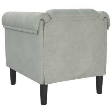 vidaXL Πολυθρόνα Ανοιχτό Γκρι Βελούδινη 80x77x74cm 1 τεμ. Γωνιακός