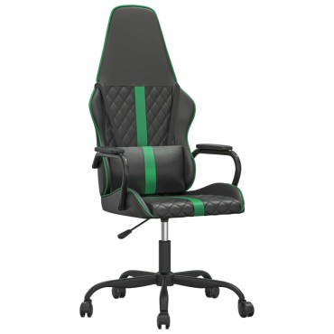 vidaXL Καρέκλα Gaming Μαύρο/πράσινο από Συνθετικό Δέρμα 54x61,5x(118,5-128)cm 1 τεμ.
