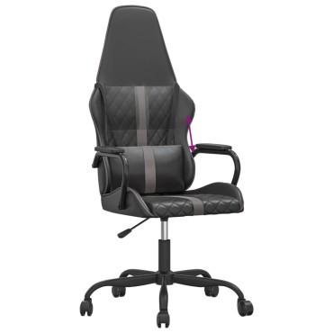 vidaXL Καρέκλα Gaming Μαύρο/Γκρι από Συνθετικό Δέρμα 54x61,5x(118,5-128)cm 1 τεμ.