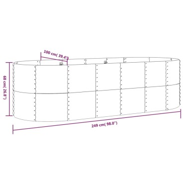 vidaXL Ζαρντινιέρα Ανθρακί 249x100x68εκ Ατσάλι με Ηλεκτρ. Βαφή Πούδρας