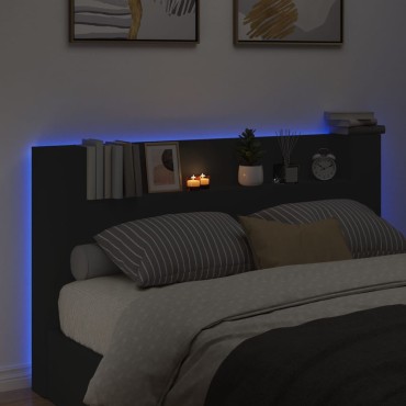 vidaXL Κεφαλάρι με Αποθηκευτικό Χώρο και LED Μαύρο 180x16,5x103,5cm 1 τεμ.