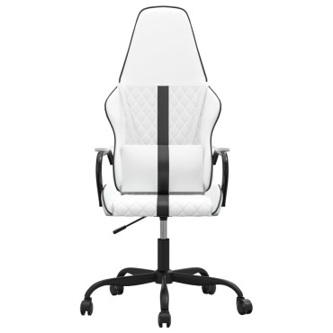 vidaXL Καρέκλα Gaming Λευκό/Μαύρο από Συνθετικό Δέρμα 54x61,5x(118,5-128)cm 1 τεμ.