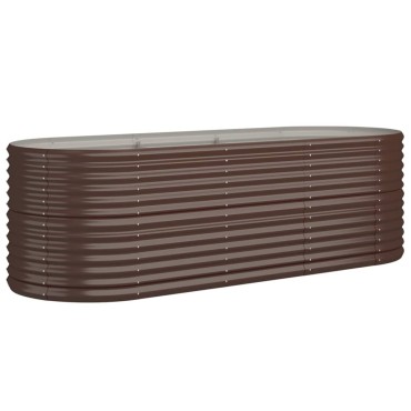 vidaXL Ζαρντινιέρα Καφέ 224x80x68 εκ. Ατσάλι με Ηλεκτρ. Βαφή Πούδρας