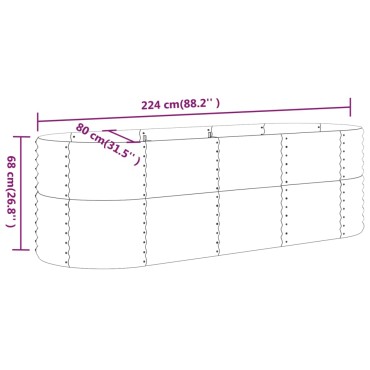 vidaXL Ζαρντινιέρα Καφέ 224x80x68 εκ. Ατσάλι με Ηλεκτρ. Βαφή Πούδρας