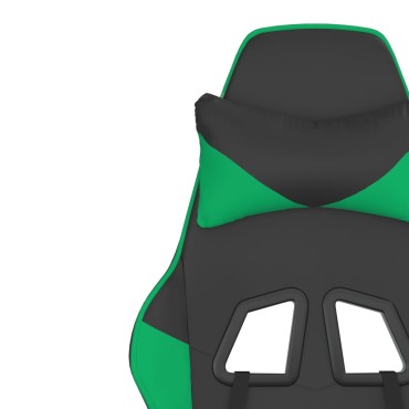 vidaXL Καρέκλα Gaming Μασάζ Μαύρο/Πράσινο από Συνθετικό Δέρμα 66,5x61x(118-127,5)cm 1 τεμ.