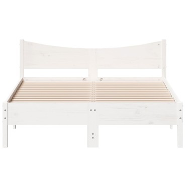 vidaXL Σκελετός Κρεβ. Χωρίς Στρώμα Λευκό 140x200cm Μασίφ Πεύκο 1 τεμ. - Διπλό