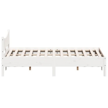 vidaXL Σκελετός Κρεβ. Χωρίς Στρώμα Λευκό 140x200cm Μασίφ Πεύκο 1 τεμ. - Διπλό