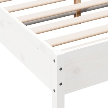vidaXL Σκελετός Κρεβ. Χωρίς Στρώμα Λευκό 140x200cm Μασίφ Πεύκο 1 τεμ. - Διπλό