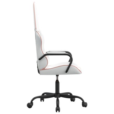 vidaXL Καρέκλα Gaming Λευκό και Ροζ από Συνθετικό Δέρμα 54x61,5x(118,5-128)cm 1 τεμ.