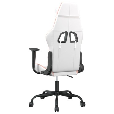 vidaXL Καρέκλα Gaming Λευκό και Ροζ από Συνθετικό Δέρμα 66x56x(120,5-131)cm 1 τεμ.