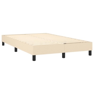 vidaXL Κρεβάτι Boxspring με Στρώμα & LED Κρεμ 120x200 εκ. Υφασμάτινο