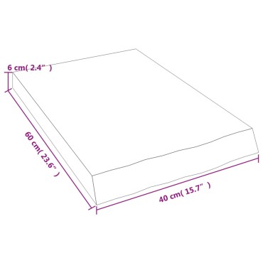 vidaXL Ράφι Τοίχου 40x60x(2-6)cm από Ακατέργαστο Μασίφ Ξύλο Δρυός 1 τεμ.