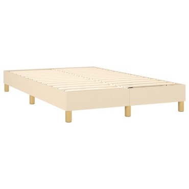 vidaXL Κρεβάτι Boxspring με Στρώμα Κρεμ 120x200 εκ. Υφασμάτινο