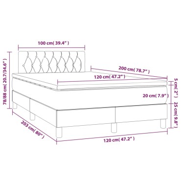 vidaXL Κρεβάτι Boxspring με Στρώμα Κρεμ 120x200 εκ. Υφασμάτινο
