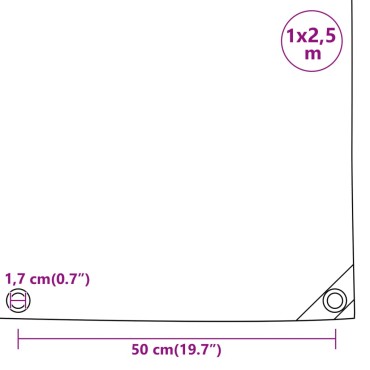 vidaXL Μουσαμάς Λευκός 1 x 2,5 μ. 650 γρ./μ²