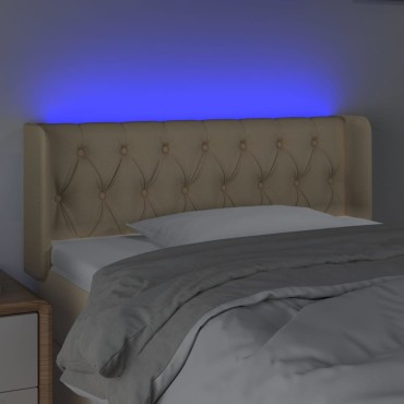 vidaXL Κεφαλάρι Κρεβατιού LED Κρεμ 103x16x78/88cm Υφασμάτινο 1 τεμ.