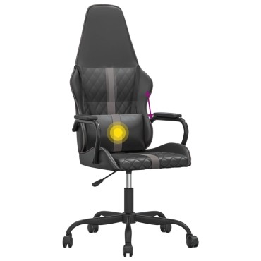 vidaXL Καρέκλα Gaming Μασάζ Γκρι και Μαύρο από Συνθετικό Δέρμα 54x61,5x(118,5-128)cm 1 τεμ.