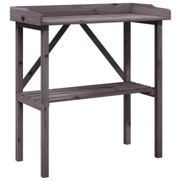 vidaXL Τραπέζι Φυτών με Ράφι Γκρι 78x38x82,5εκ. από Μασίφ Ξύλο Ελάτης