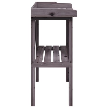 vidaXL Τραπέζι Φυτών με Ράφι Γκρι 78x38x82,5εκ. από Μασίφ Ξύλο Ελάτης