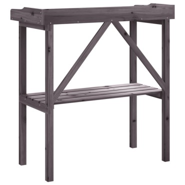 vidaXL Τραπέζι Φυτών με Ράφι Γκρι 78x38x82,5εκ. από Μασίφ Ξύλο Ελάτης