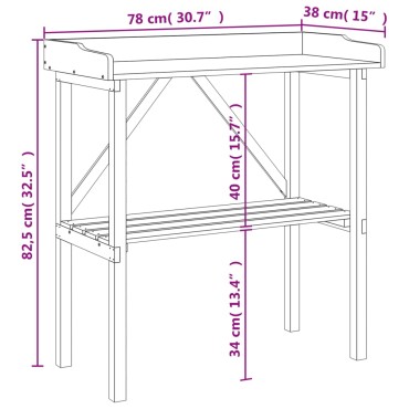 vidaXL Τραπέζι Φυτών με Ράφι Γκρι 78x38x82,5εκ. από Μασίφ Ξύλο Ελάτης