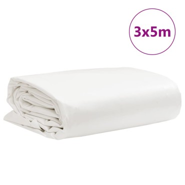 vidaXL Μουσαμάς Λευκός 3 x 5 μ. 650 γρ./μ²