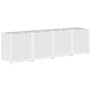 vidaXL Ζαρντινιέρα Κήπου Λευκή 160x40x53 εκ. Πολυπροπυλένιο
