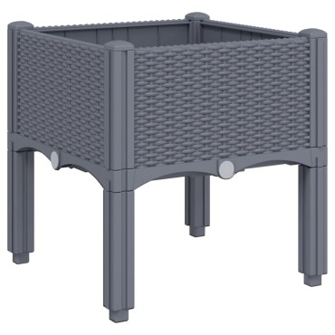 vidaXL Ζαρντινιέρα Κήπου με Πόδια Γκρι 40x40x42 εκ. από Πολυπροπυλένιο