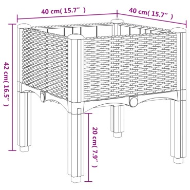vidaXL Ζαρντινιέρα Κήπου με Πόδια Γκρι 40x40x42 εκ. από Πολυπροπυλένιο