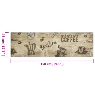 vidaXL Χαλί Κουζίνας Πλενόμενο Καφέ Επιγραφή Coffee 45x150 εκ. Βελούδο