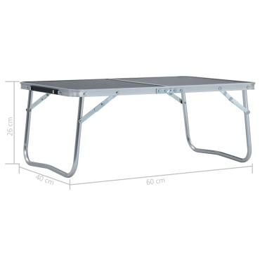 vidaXL Τραπέζι Κάμπινγκ Πτυσσόμενο Γκρι 60 x 40 εκ. Αλουμινίου