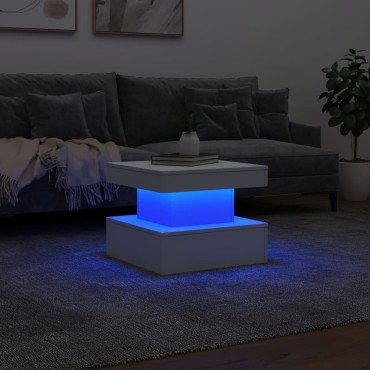 vidaXL Τραπεζάκι Σαλονιού με LED Λευκό 50x50x40cm 1 τεμ.