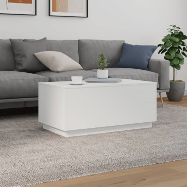 vidaXL Τραπεζάκι Σαλονιού με LED Λευκό 90x50x40cm 1 τεμ.