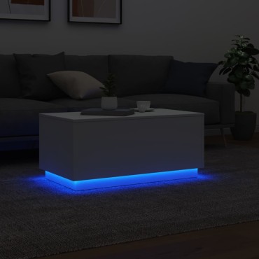 vidaXL Τραπεζάκι Σαλονιού με LED Λευκό 90x50x40cm 1 τεμ.