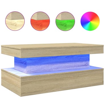 vidaXL Τραπεζάκι Σαλονιού με LED Sonoma Δρυς 90x50x40cm 1 τεμ.