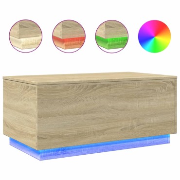 vidaXL Τραπεζάκι Σαλονιού με LED Sonoma Δρυς 90x50x40cm 1 τεμ.