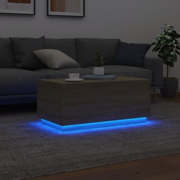 vidaXL Τραπεζάκι Σαλονιού με LED Sonoma Δρυς 90x50x40cm 1 τεμ.