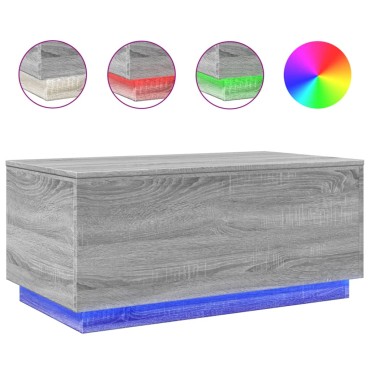vidaXL Τραπεζάκι Σαλονιού με LED Γκρι Sonoma 90x50x40cm 1 τεμ.